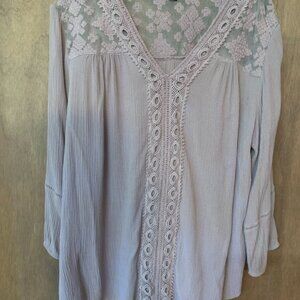 Women's Size L New Directions Light Brown Dressy Blouse